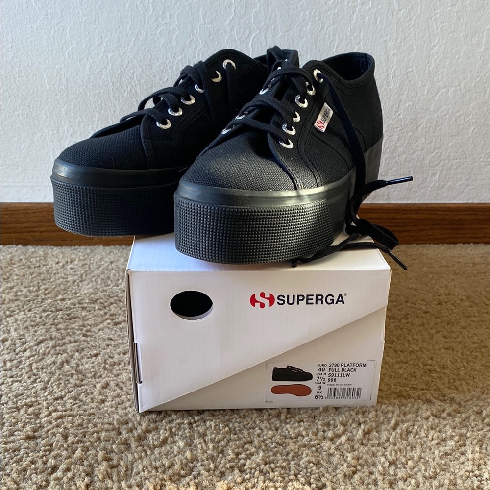 Superga Women's Black Platform Sneakers size 40
